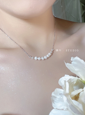 酒午淡水珍珠925纯银项链锁骨链