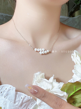酒午淡水珍珠925纯银项链