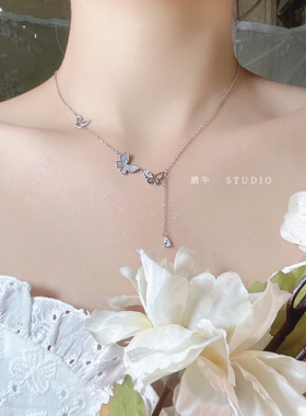 酒午蝴蝶925纯银项链不过敏