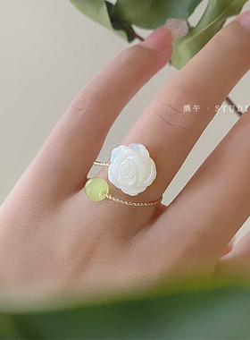 酒午山茶花中式复古戒指