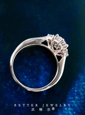 幸福花嫁心形求婚白金戒托可定制