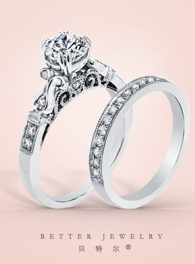 结婚纯银宫廷风食指刻字情侣对戒