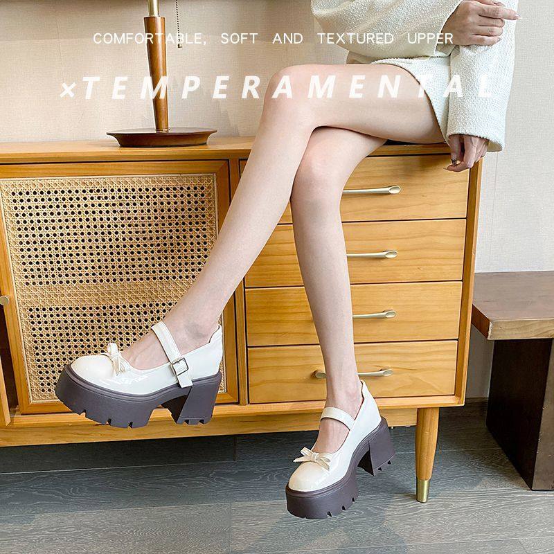 10cm时尚小码制服小皮鞋女2026年春季蝴蝶结厚底内增高玛丽珍单鞋,淘宝优惠券,粉丝福利购,淘宝优惠卷