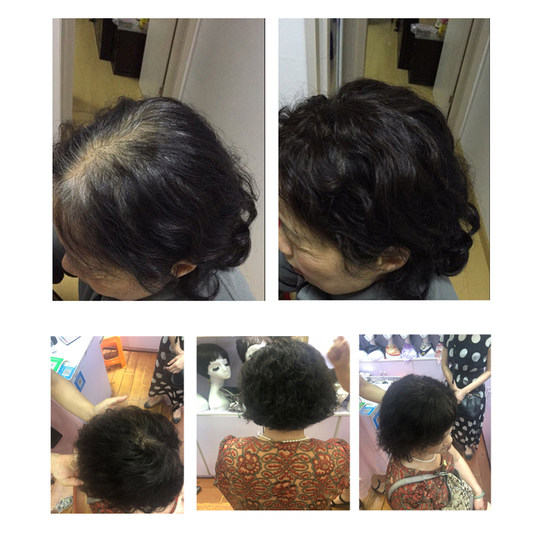 Cover gray hair and thin hair, add flowers and branches on top of head