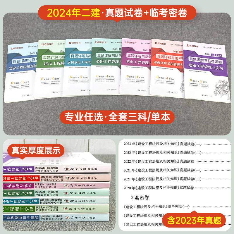 优路2024年二建建筑历年真题试卷二级建造师考试书市政机电公路水利水电土建实务全套教材24预测卷模拟习题集题库施工管理法规2023