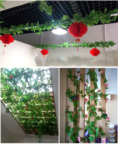 仿真葡萄叶绿植假花装饰藤条吊顶绿树叶子遮挡水管道植物塑料藤蔓 - 图1