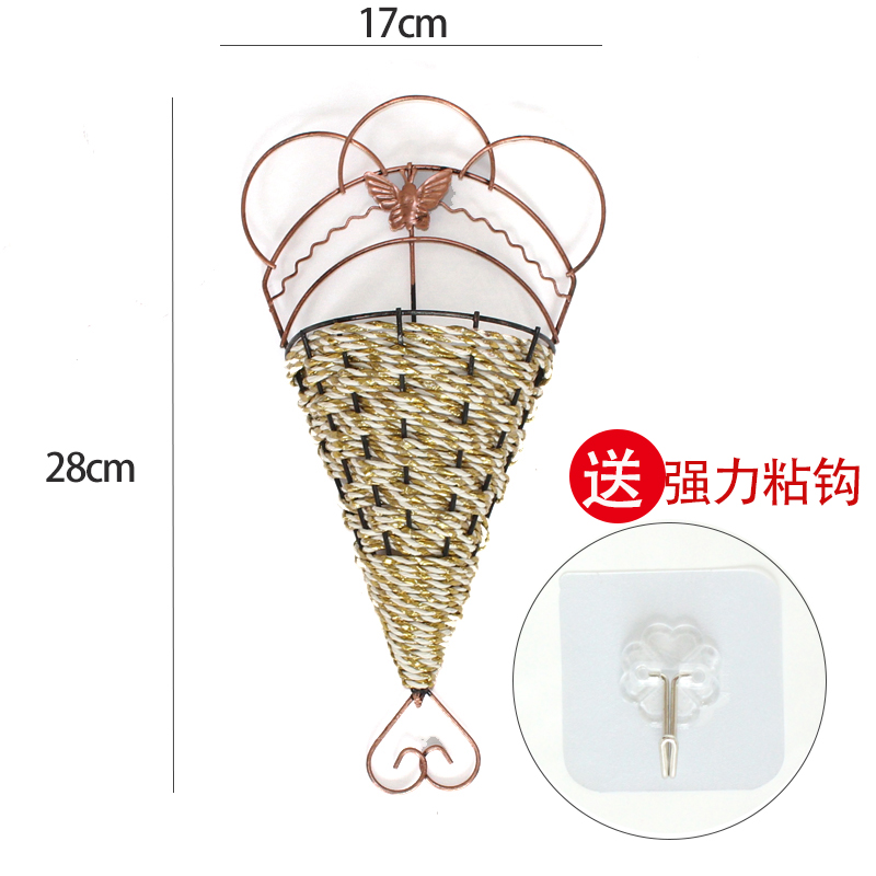 墙壁吊篮花篮壁挂篮子田园铁艺编织篮挂件花盆盆栽绿植物花架-图1