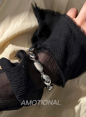 Amotional银色冷淡手链椭圆几何手饰金属夏季原创小众无性别百搭