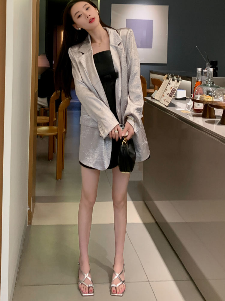 欧洲站法式方头银色小众高级感交叉带水钻套趾凉鞋女夏真皮配裙子,淘宝优惠券,粉丝福利购,淘宝优惠卷