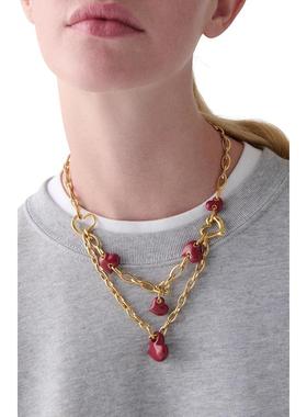 代购kate spade女士项链时尚优雅浪漫精致金色链条红色心形吊坠