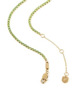 代购Fossil化石女士项链简约优雅精致百搭金色绿色镶嵌金属材质