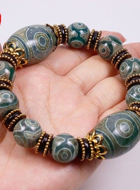 三眼天珠手串玉石天然男玛瑙西藏