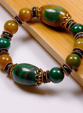 手串玉珠西藏文玩天眼黄玛瑙