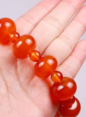 天然女士算盘珠红玛瑙手串