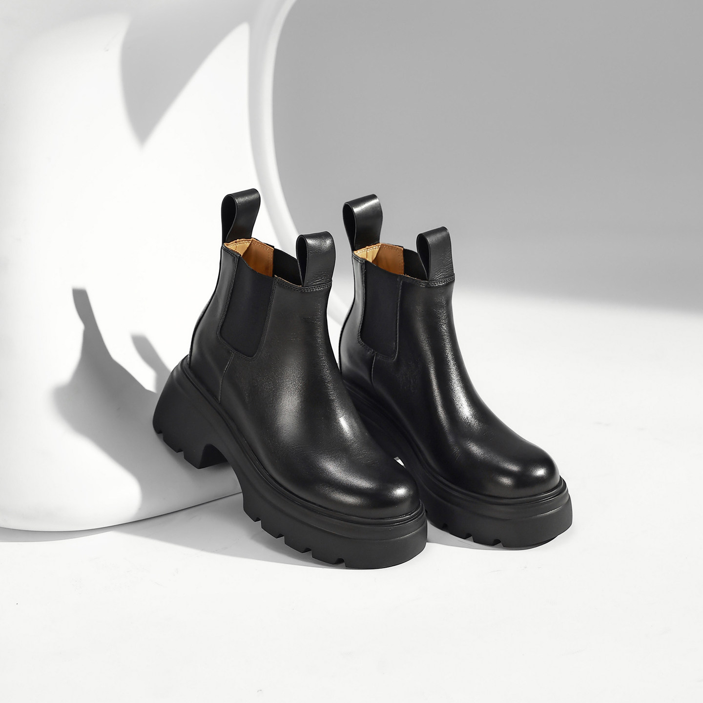 厚底增高8.5cm真皮切尔西短靴女小码313233显瘦踝靴英伦风马丁靴,淘宝优惠券,粉丝福利购,淘宝优惠卷