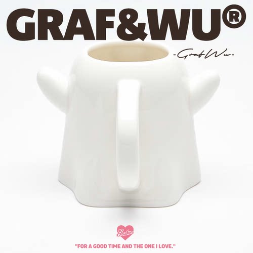 GRAF原创品牌【Mug】可爱鬼幽灵陶瓷白色吐舌头马克杯茶杯咖啡杯 - 图2