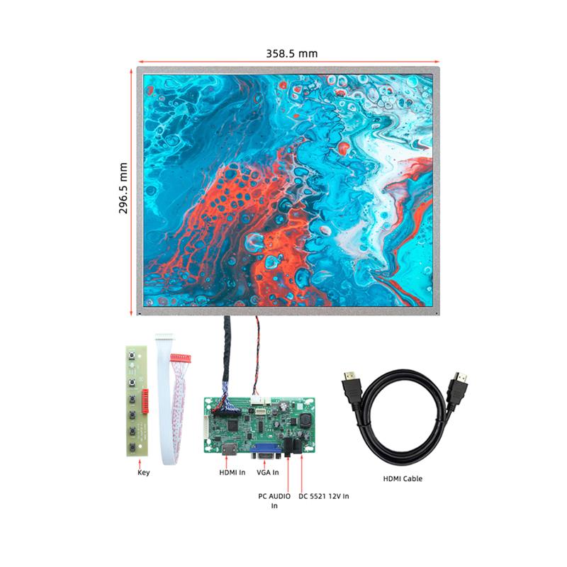 17寸1280*1024 HDMI VGA显示屏12V供电USB即插即用电容触摸显示屏 - 图3