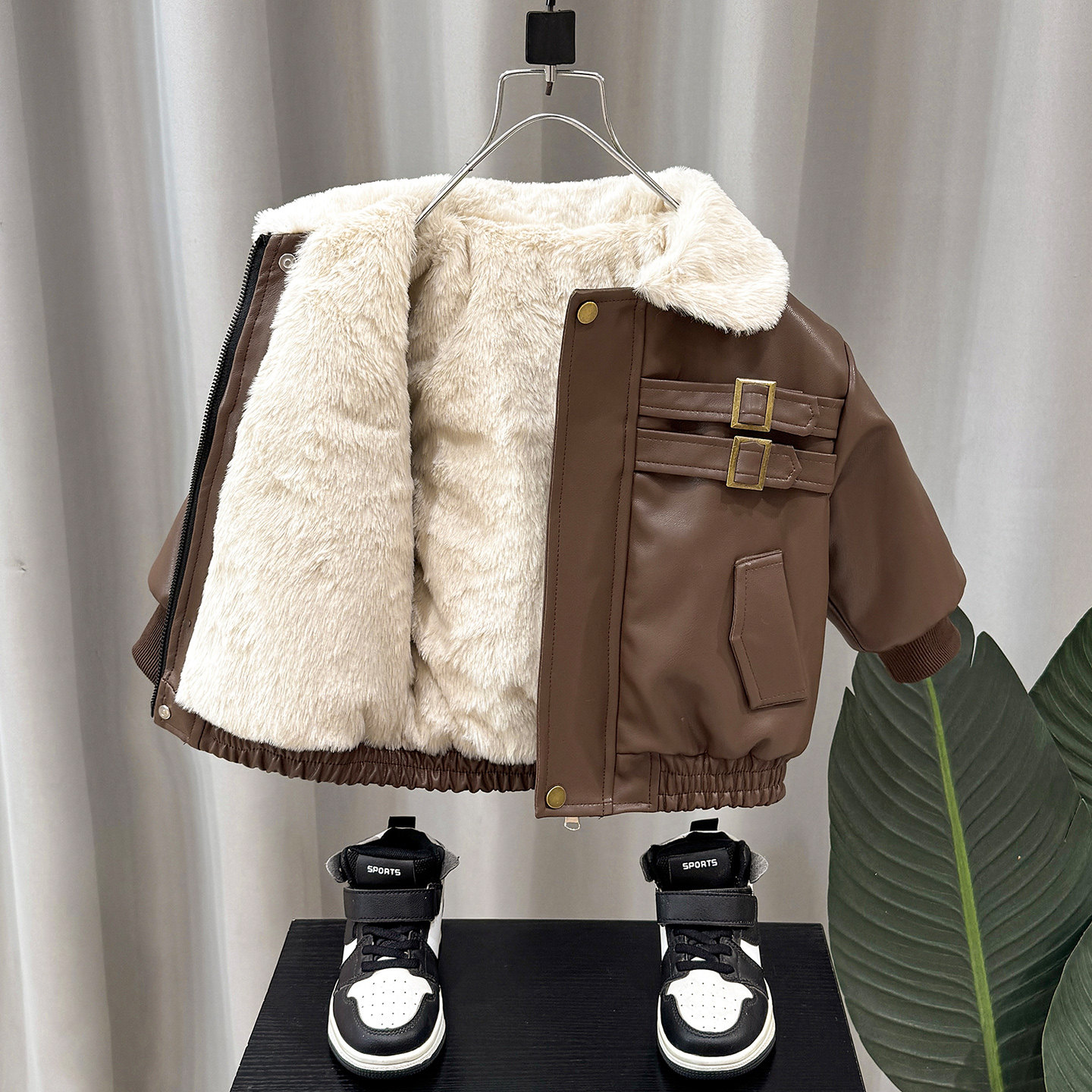 男童加绒皮衣外套秋冬2025新款帅气宝宝冬装皮夹克儿童加厚衣服潮,淘宝优惠券,粉丝福利购,淘宝优惠卷