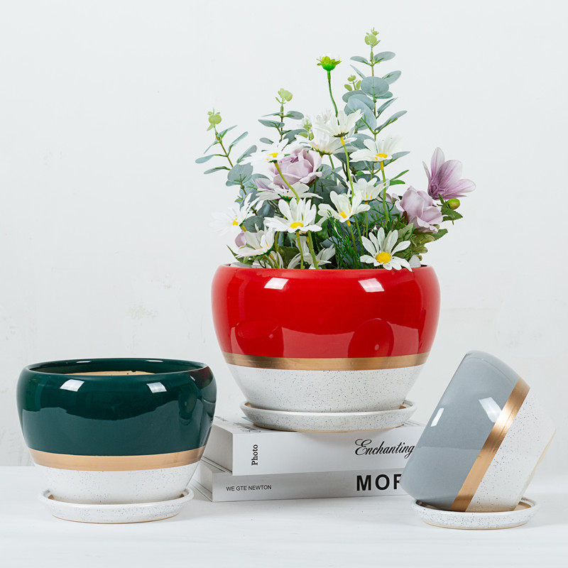 陶瓷花盆带托盘创意简约家用个性大号清仓家用绿植绿萝多肉育苗盆,淘宝优惠券,粉丝福利购,淘宝优惠卷