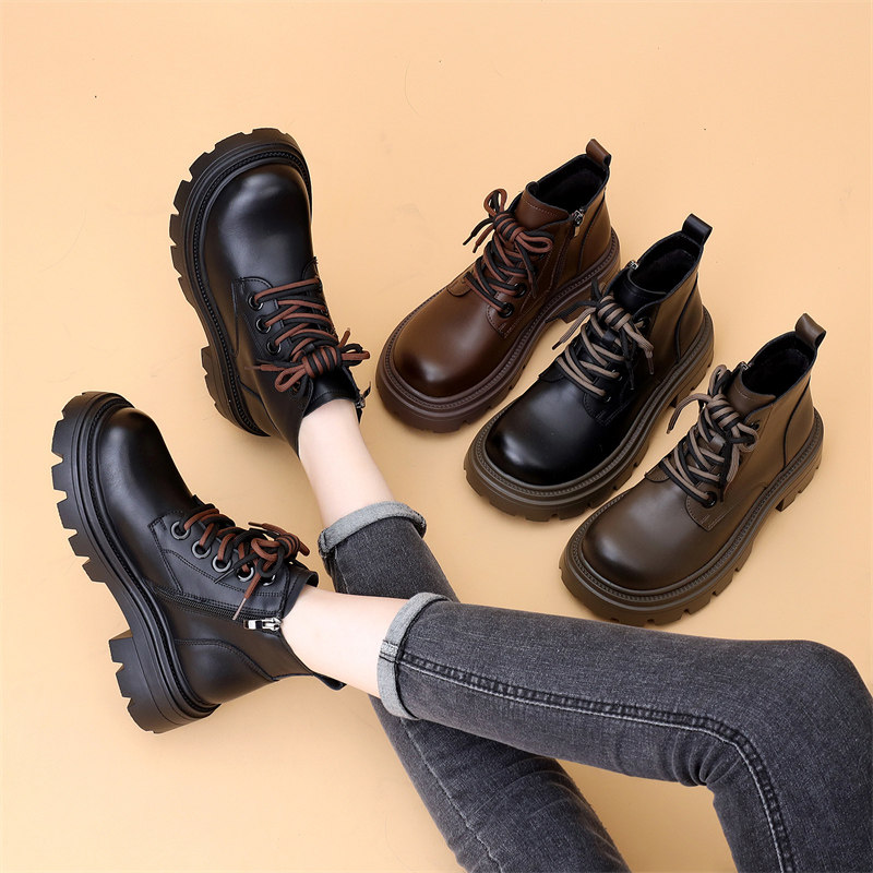 复古马丁靴女2025新款秋季单靴低帮百搭英伦风厚底瘦瘦短靴小码34,淘宝优惠券,粉丝福利购,淘宝优惠卷