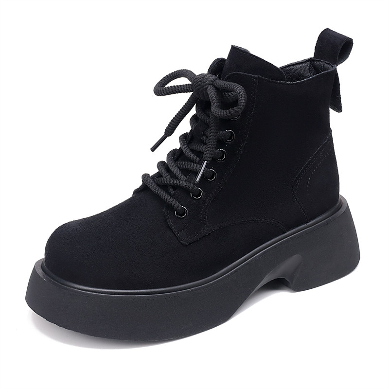 圆头百搭厚底马丁靴2025秋冬季新款绒面英伦风软底短靴轻便不累脚,淘宝优惠券,粉丝福利购,淘宝优惠卷