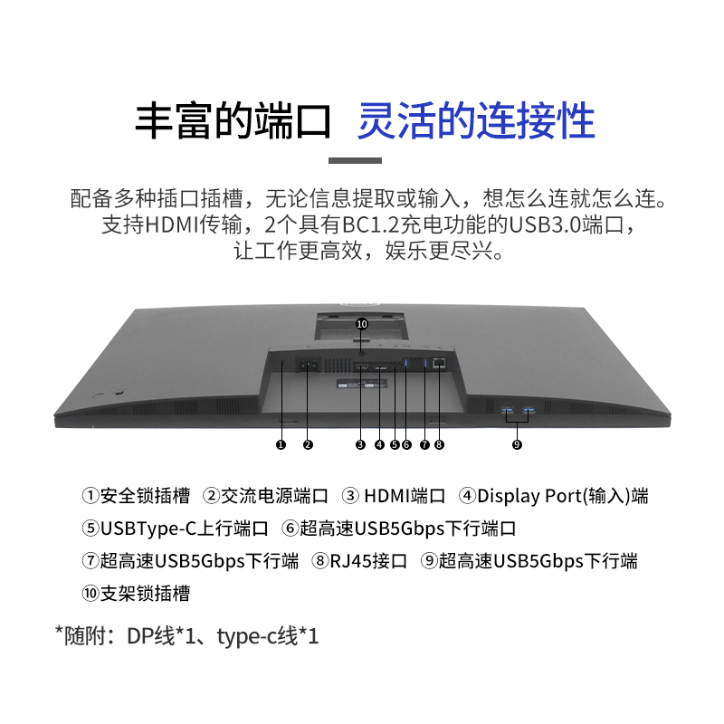 戴尔32英寸P3222QE/P3223QE4K超清IPS屏Type-C不闪屏电脑显示器 - 图2