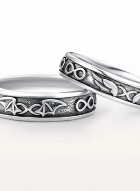 天使恶魔情侣戒指一对时尚潮流