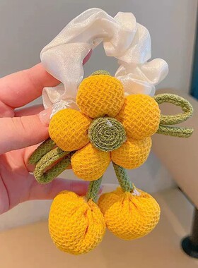 新款儿童针织花朵发绳女童扎丸子头大肠发圈小女孩高颜值马尾头绳
