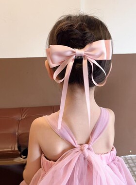 女童甜美蝴蝶结抓夹后脑勺一字夹发饰儿童小女孩流苏飘带发夹头饰