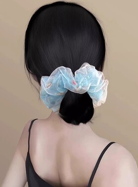 高颜值海底世界夏季蓝色泡泡大肠发圈女小清新甜美扎头发绳