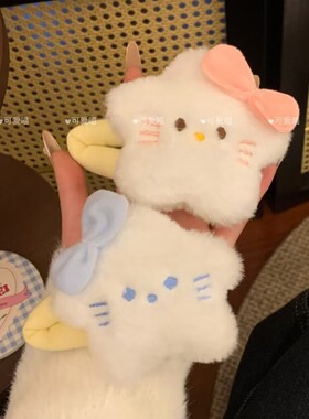 新款蝴蝶结毛绒星星猫咪掰掰夹玩偶公仔大肠学生可爱发夹发饰