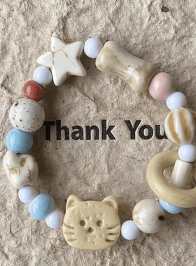 非金属陶瓷手链 甜美呆萌小猫可爱高颜值小众爆款ins风设计