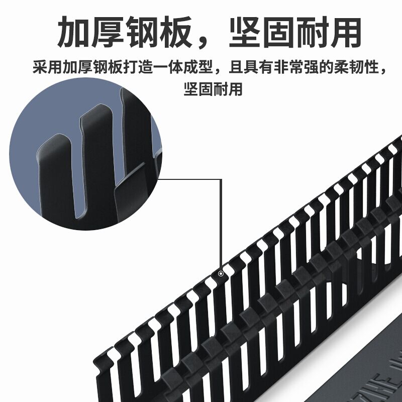 山泽理线架12档24口网络工程加厚25档50口网线电话线19寸机柜线缆管理器 - 图2