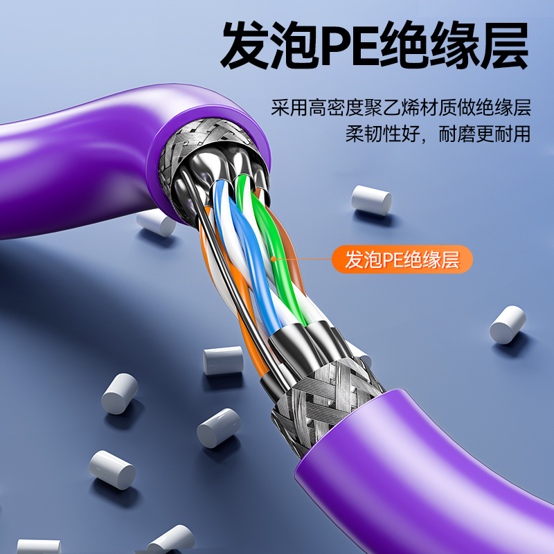 山泽七类网线CAT7双屏蔽万兆高速双绞线纯铜工程家用305m米_虎窝淘