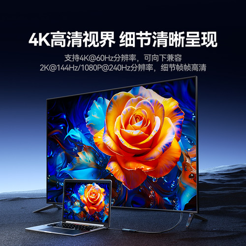 山泽Typec转HDMI线母口转接头手机笔记本电脑连接显示器4K高清视频投屏适用MacBook/mini苹果16e雷电4转换器 - 图0