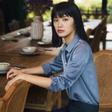 秋安 Рубашка, осенний шифоновый лонгслив, коллекция 2022, V-образный вырез, облегающий крой