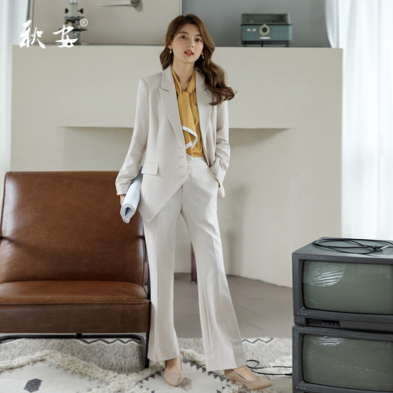 上班西服套装商务气质女神范工作服 秋安职业女裤套装