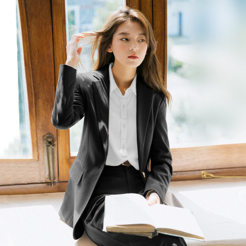 休闲西装套装女神范气质上班女西服 秋安职业女裤套装