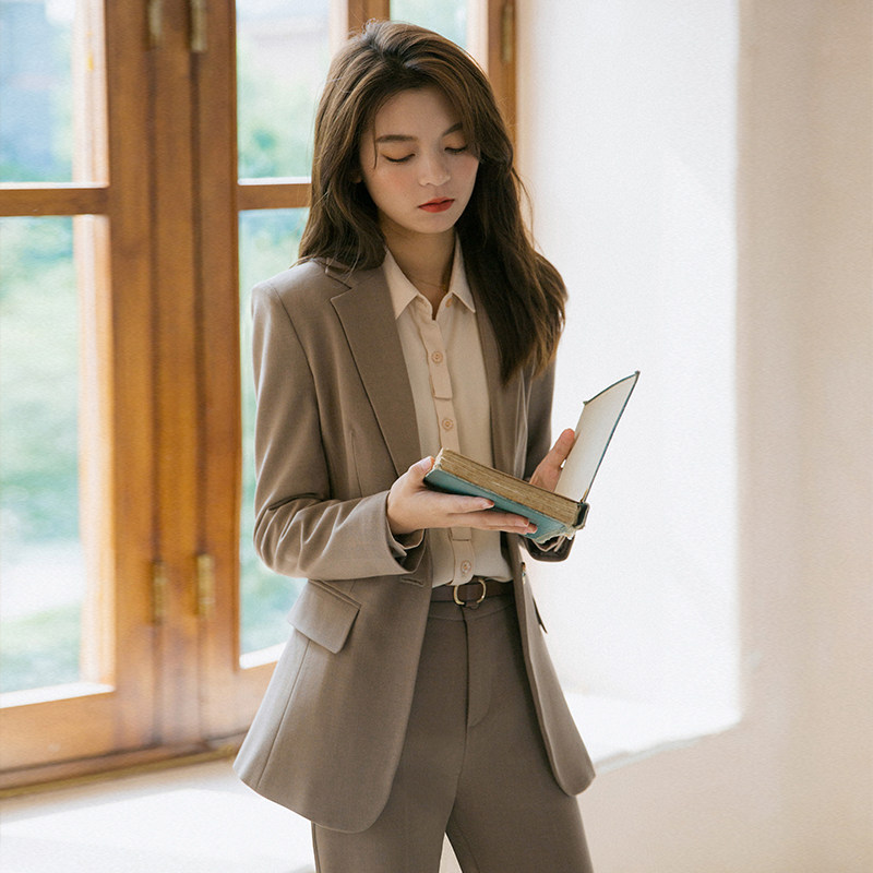 休闲西装套装女神范气质上班女西服 秋安职业女裤套装