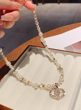 水钻珍珠母贝锁骨链女生项链颈链