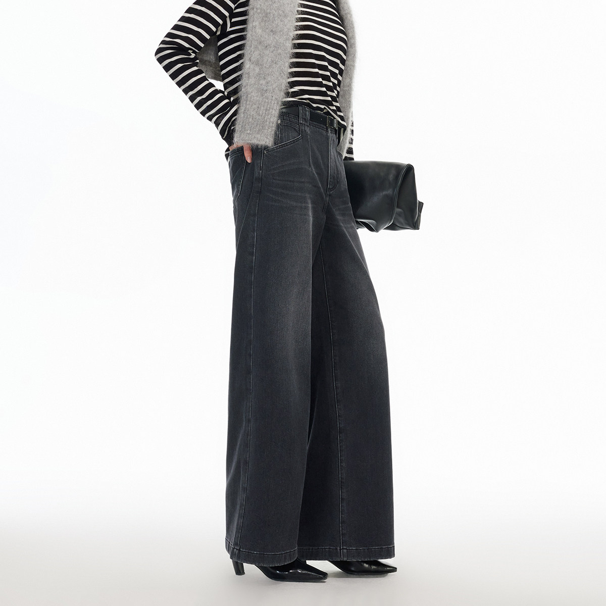 绫致Vero Moda牛仔裤2025冬季新款加绒可拆腰带阔腿裤摩登,淘宝优惠券,粉丝福利购,淘宝优惠卷