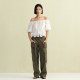 Vq zone Ayazhi Vero Moda top women's summer new style cotton elastic neckline button placket