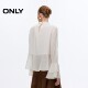 Lingzhi ONLY2026 Spring New Elegant Ruffled Trumpet Sleeves Thin Half Turtle Collar Lace Shirt for Women
