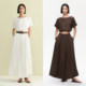 Vq zone Ayazhi Vero Moda top summer ຮູບແບບໃຫມ່ທີ່ມີ lyocell linen round neck puff sleeve design