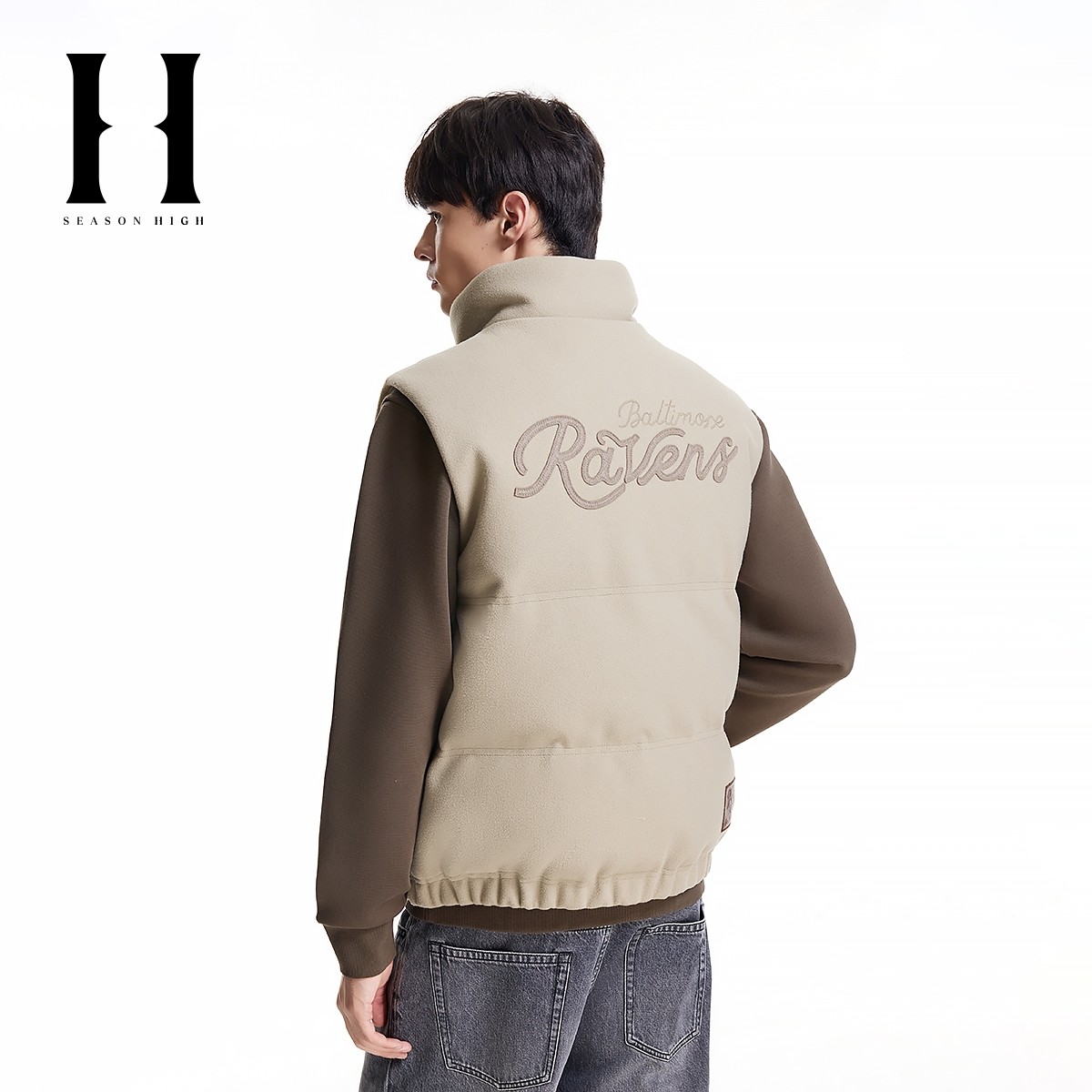绫致SEASONHIGH冬季新款常规立领图案刺绣潮流羽绒马甲男款,淘宝优惠券,粉丝福利购,淘宝优惠卷