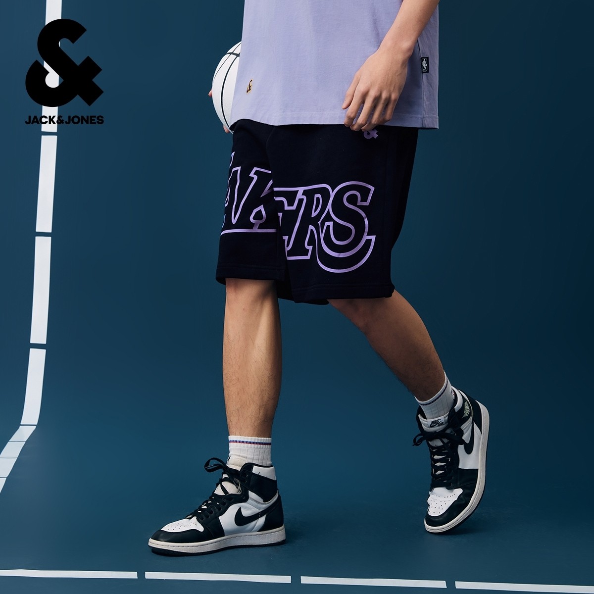 绫致杰克琼斯春季男士NBA联名湖人队时尚运动印花短裤,淘宝优惠券,粉丝福利购,淘宝优惠卷