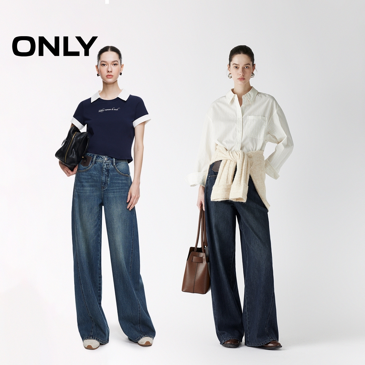 绫致ONLY25夏季新款时尚百搭高腰宽松长裤直筒裤牛仔裤女 - 图1