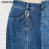 Panic Vero Moda mùa thu mới không thường xuyên khâu váy mini denim nữ 318337514 - Váy chân váy xếp ly dài cho người béo Váy