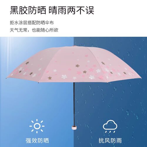 天堂伞黑胶防晒防紫外线遮阳伞晴雨两用伞折叠太阳伞男女防晒伞 - 图1
