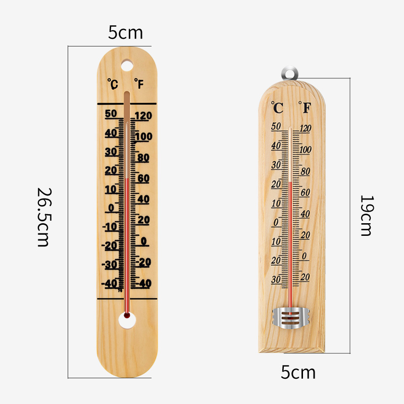 家用室内外原木温度计挂客厅办公室教室寒暑表高精度大棚温度计-图0